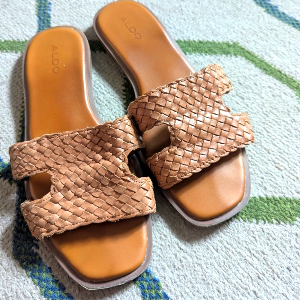 Tan Aldo Flex Woven Slides